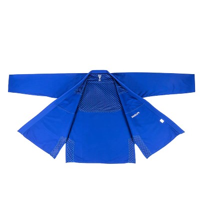 Detalles de chaqueta Gi BJJ Shaka azul. Brazilian Jiu Jitsu  Gi Shaka 22. Bushi Sport